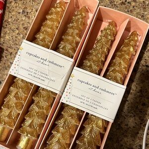 cupcakes & cashmere Shimmering Gold Tree Candles Set